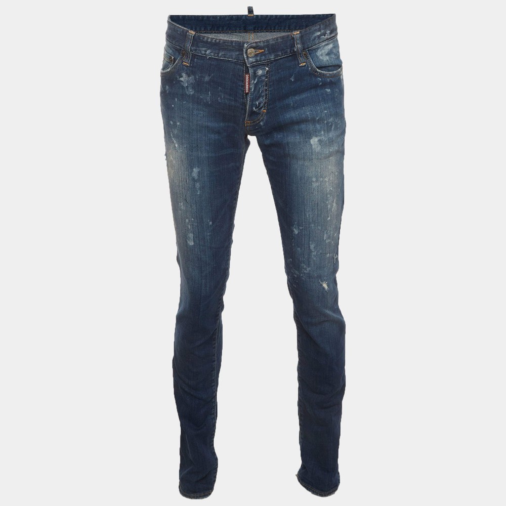 Dsquared2 Blue Distressed Denim Slim Fit Jeans XL Waist