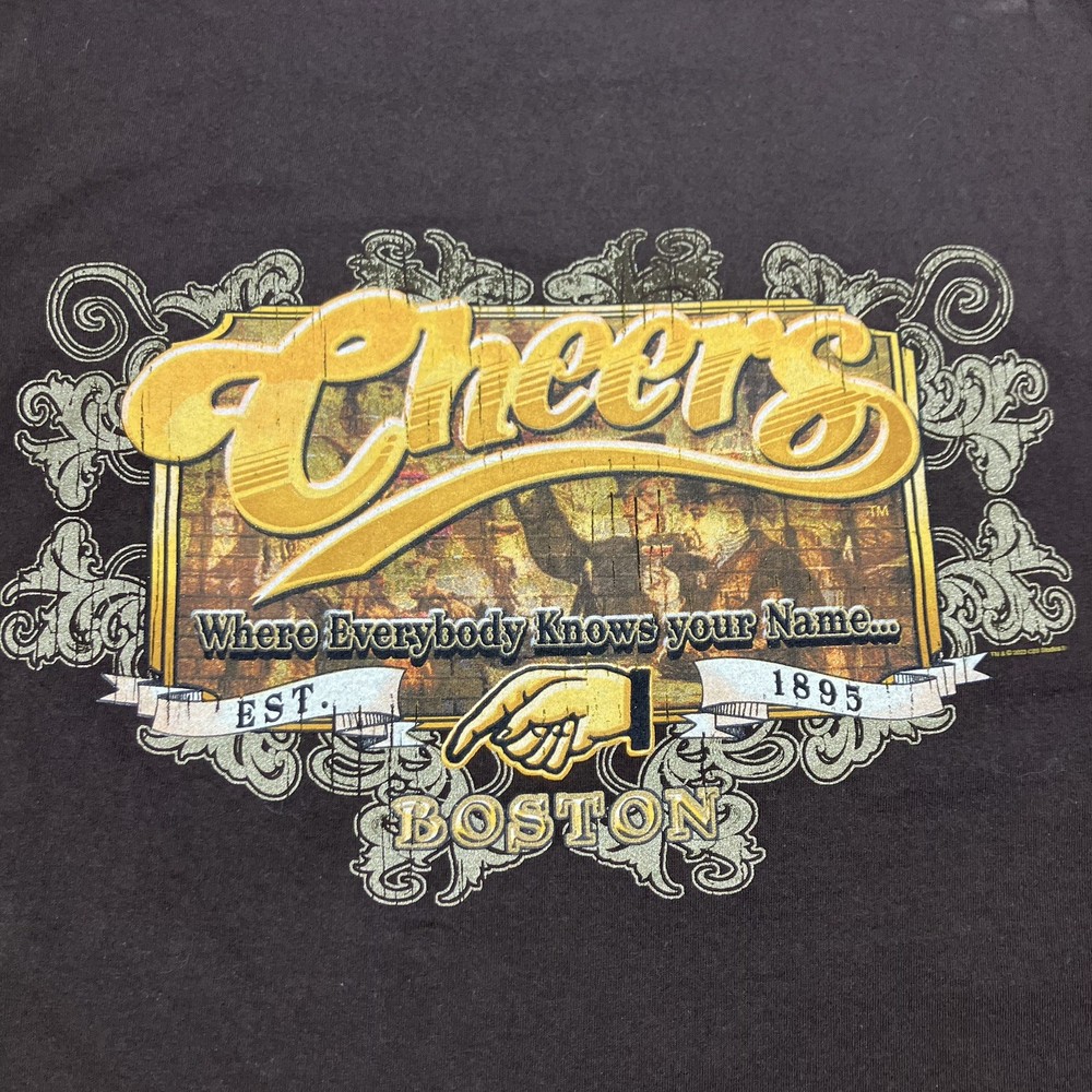 Cheers Boston Bar Graphic Tee Adult XL Brown T‑Shirt Front & Back Print