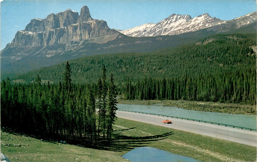 MOUNT EISENHOWER, BOW RIVER, Canadian Rockies, Banff-Jasper Highway Postcard