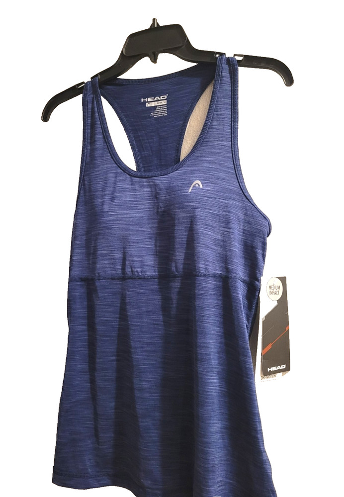 Head Womens Navy Blue Racerback Built-in Bra Athletic Tank Top Size M