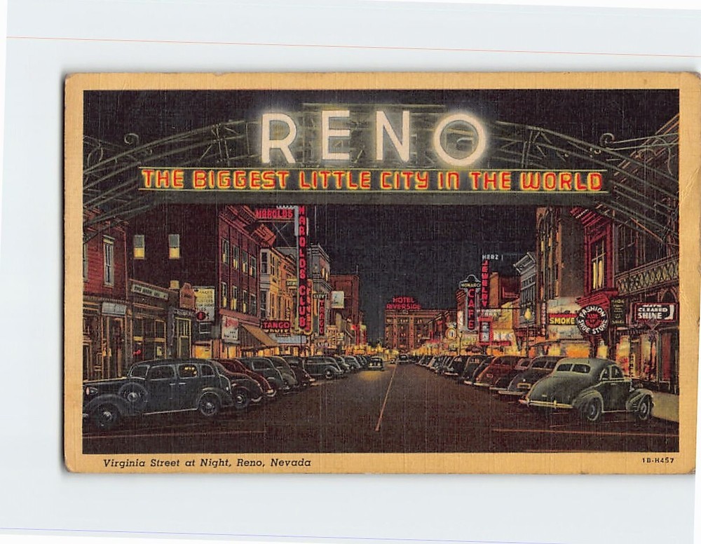 Postcard Reno The Biggest Little City In the World Virginia Street Reno Nevada