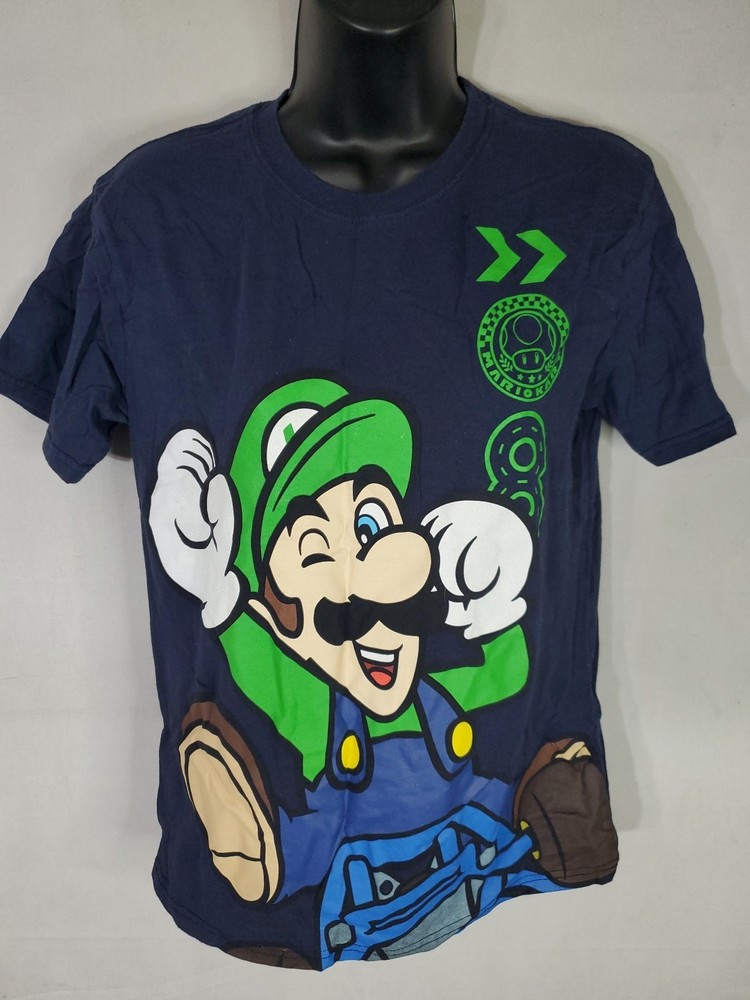 Official Nintendo Mario Kart Racing Luigi Black T-shirt Youth Size  XL