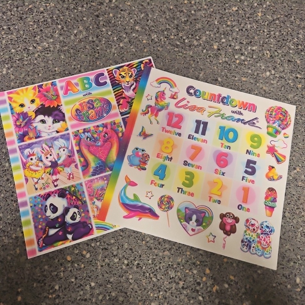 Lisa Frank Books New Set Of 2 ABC's Alphabet & Number Countdown Colorful Girls