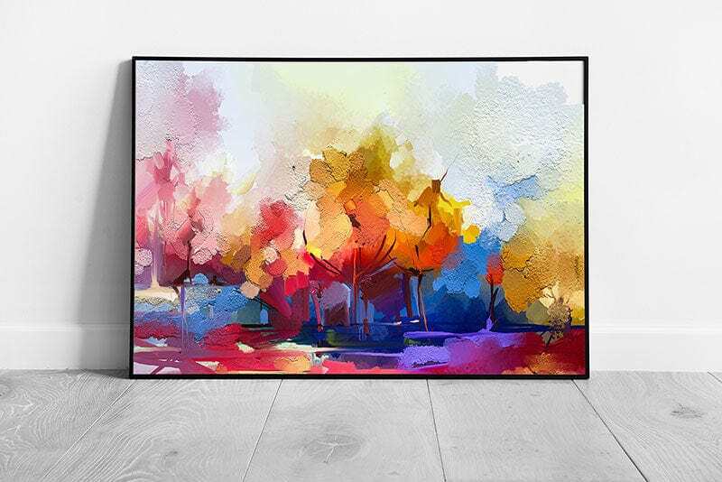 Colourful Abstract Forest Woodland Landscape Textured Oil Painting Wall Art-image