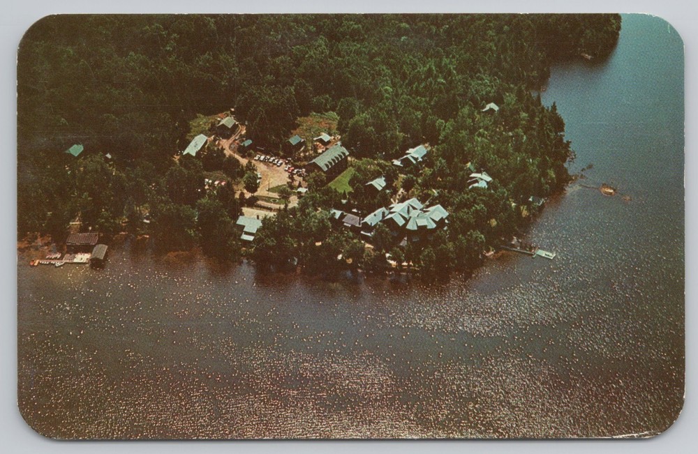 Aerial View of Higby Club Big Moose New York NY Postcard 1966