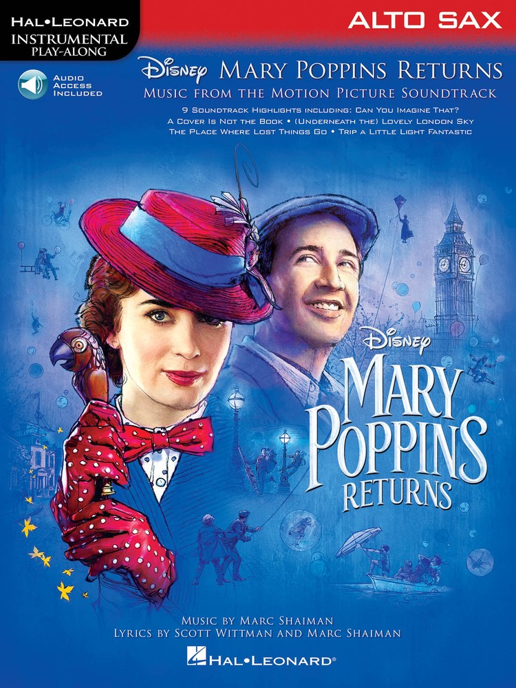 Mary Poppins Returns Movie Alto Sax Solo Sheet Music Play-Along Song Book Audio