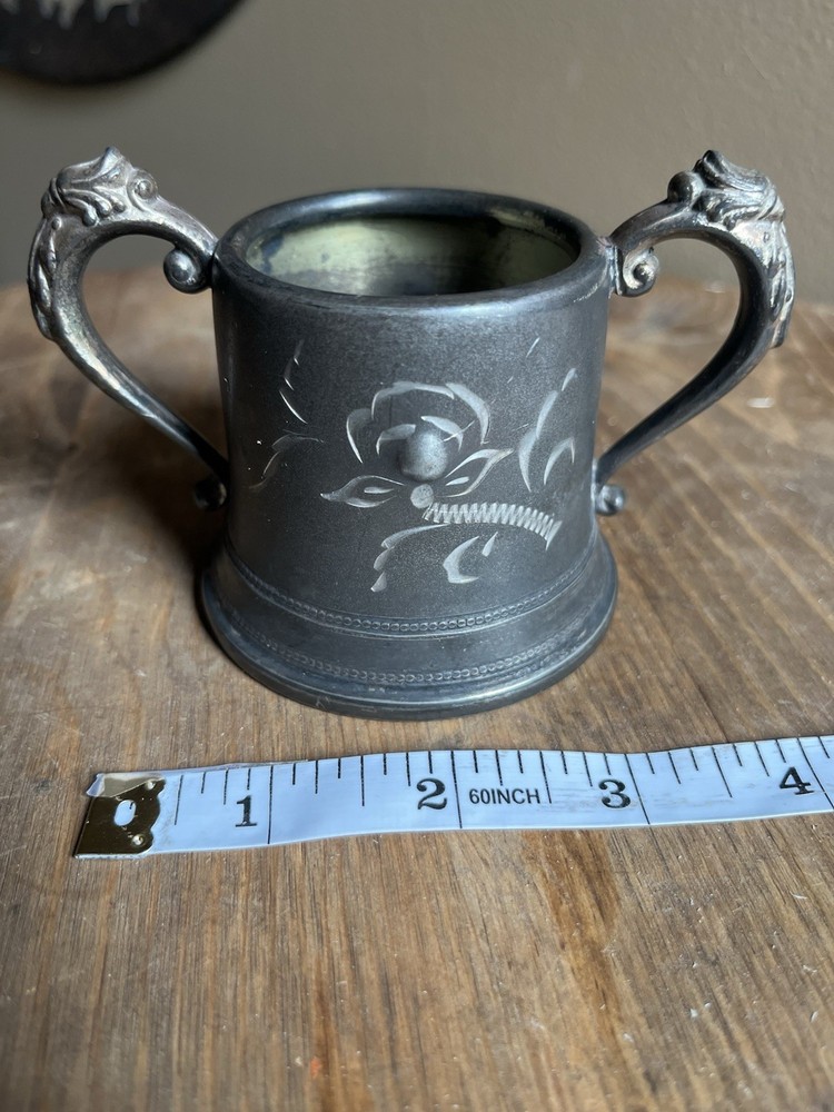 Rodgers Silver co. Quadruple, sugar bowl, Floral Etched