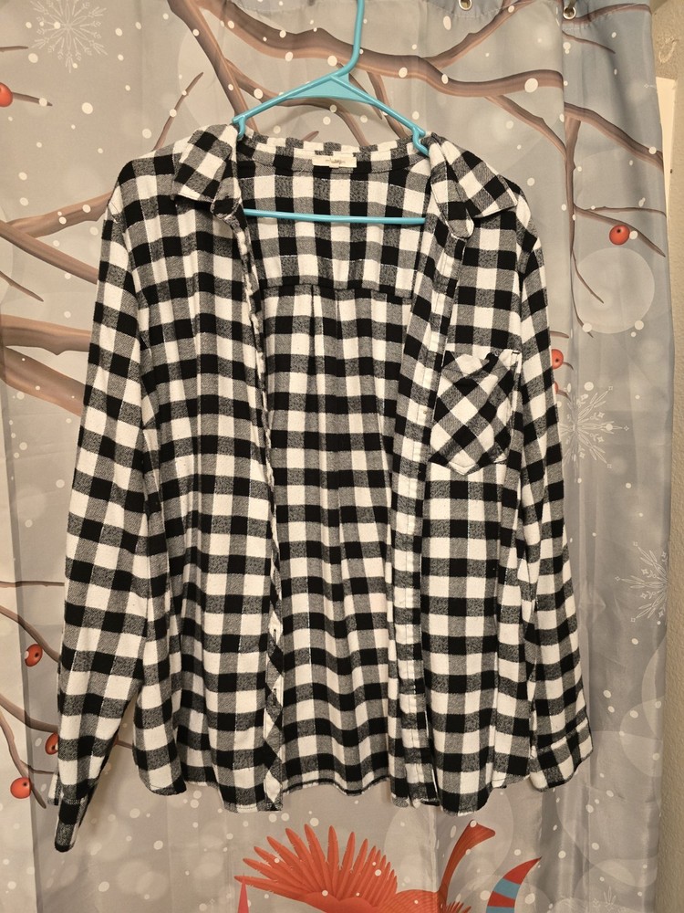 Maurices Women's Long Sleeve Plaid Button-Up Shirt, Size 1X