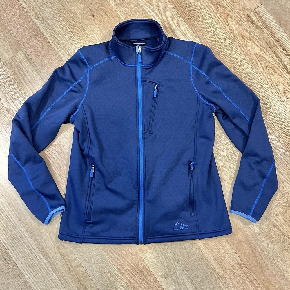 LL Bean Jacket Pro Stretch Men's Size M Blue Full Zip Fleece Lined Outdoor Hike