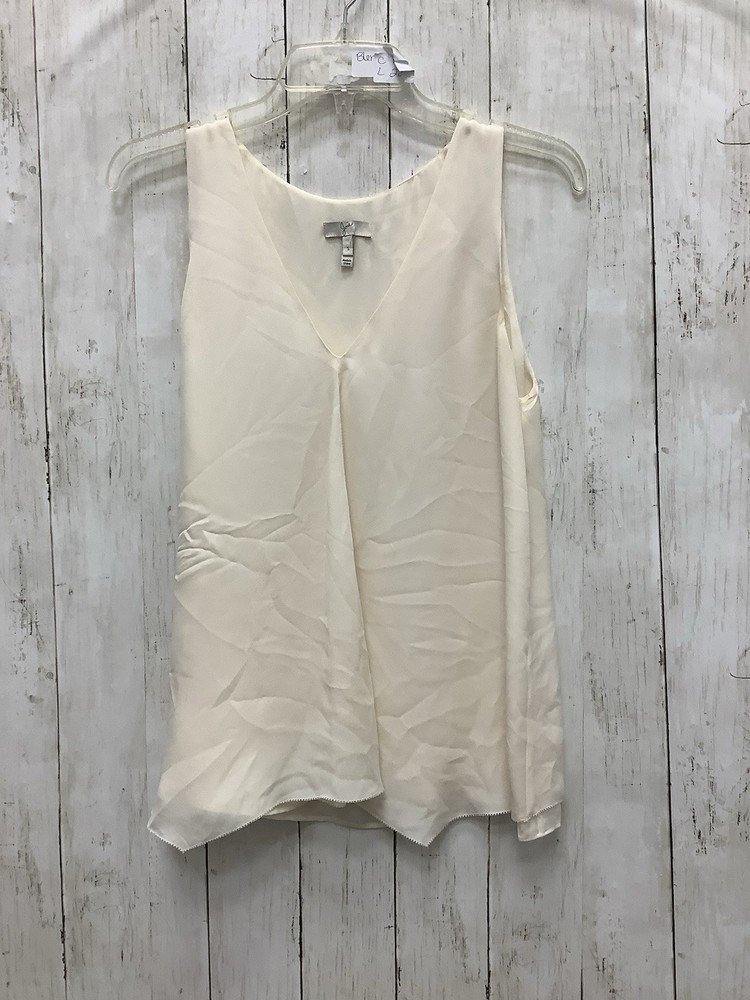 Joie Women's Ivory Silk V-Neck Sleeveless Draped Front Blouse Top - Size Small
