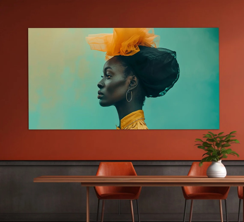 African Woman Yellow Ethnic Painting Unframed Canvas Print Australian Wall Art