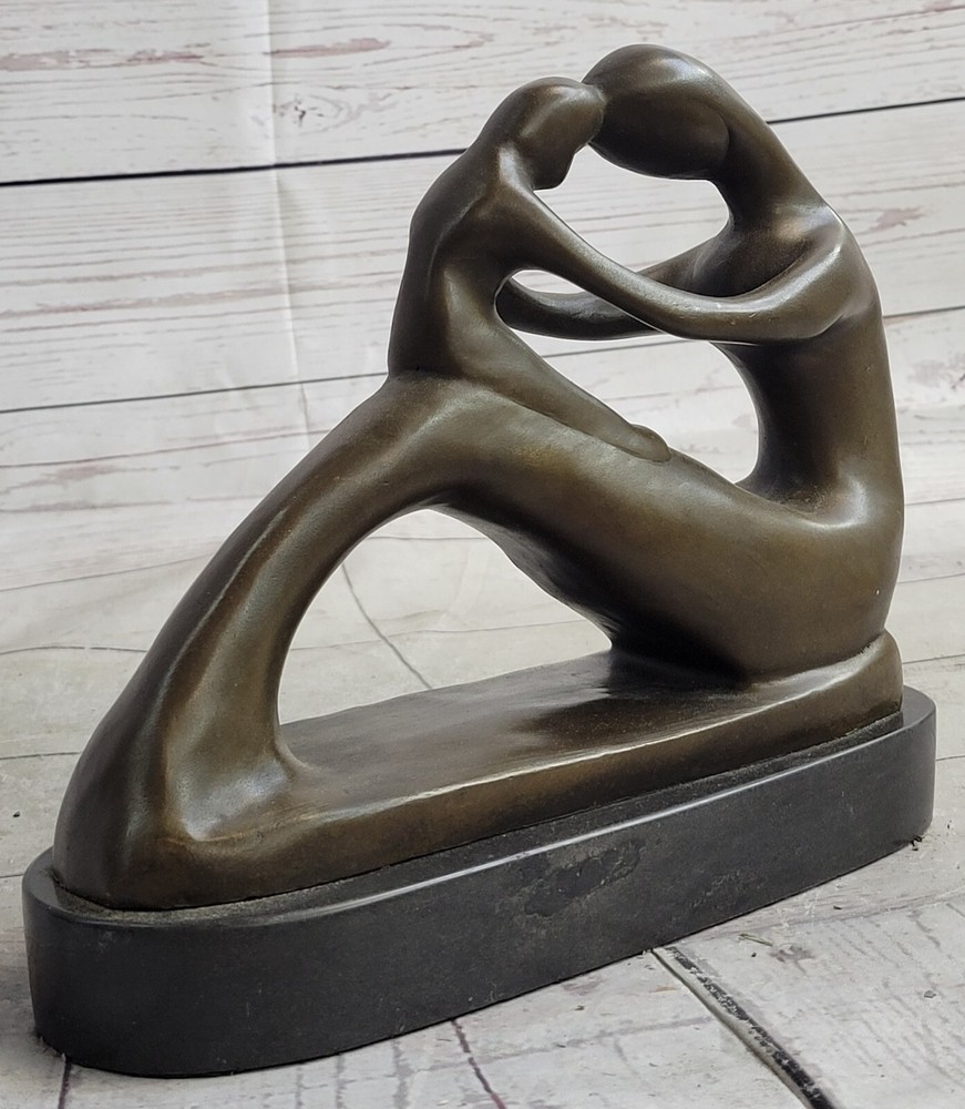 Abstract Expressionist Handcrafted Bronze Mother and Child Sculpture by Milo-image