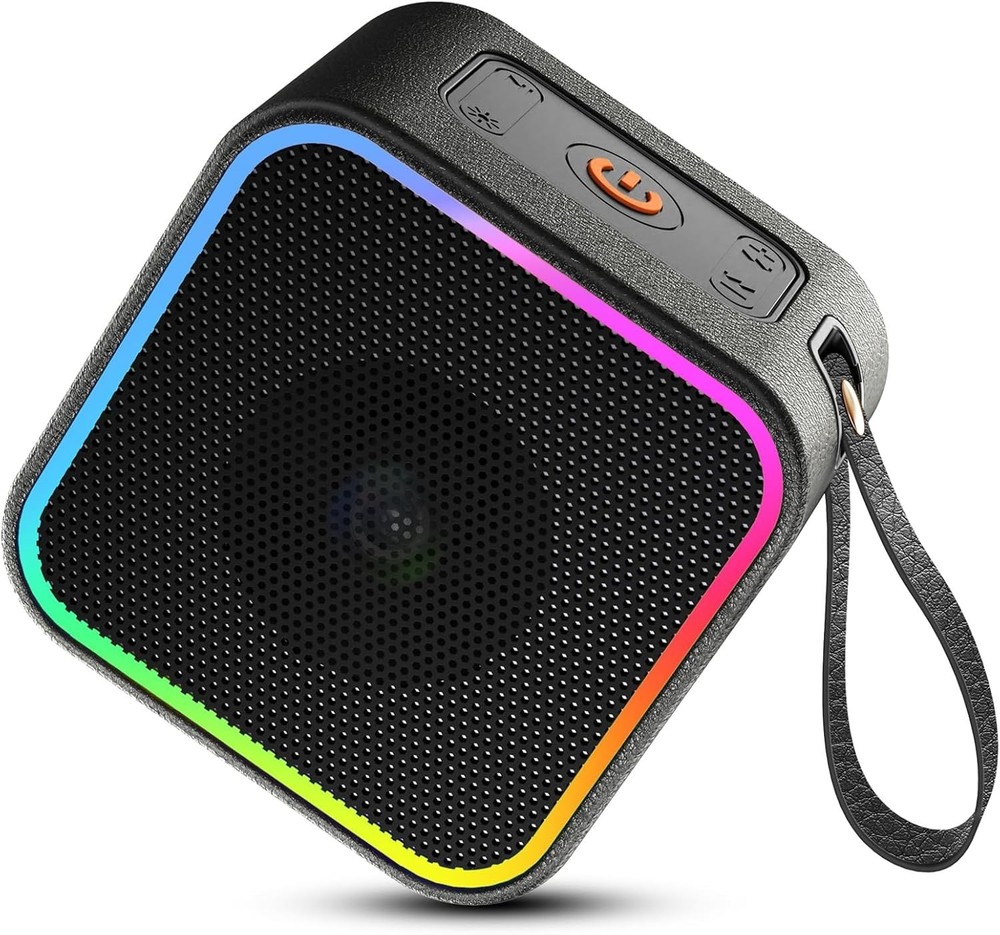 Bluetooth Portable Speaker, Bluetooth 5.3 Leather Wireless Speaker with Lights H