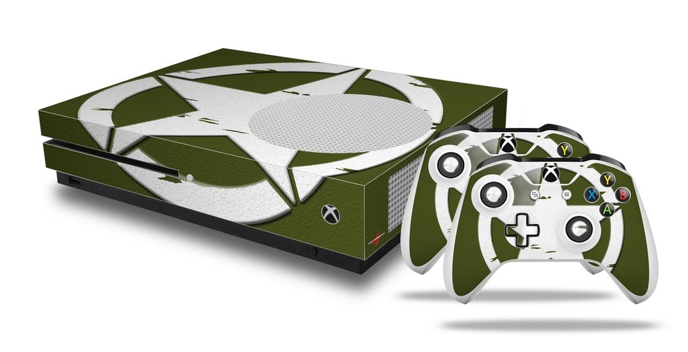 Skin XBOX One S Console Controller Distressed Army Star