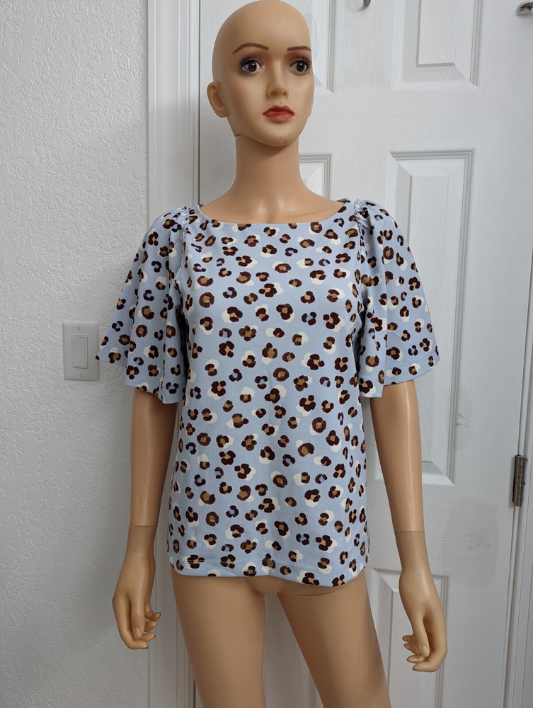 Ann Taylor women's Top Short Sleeve Size XXS Blue Brown NWT