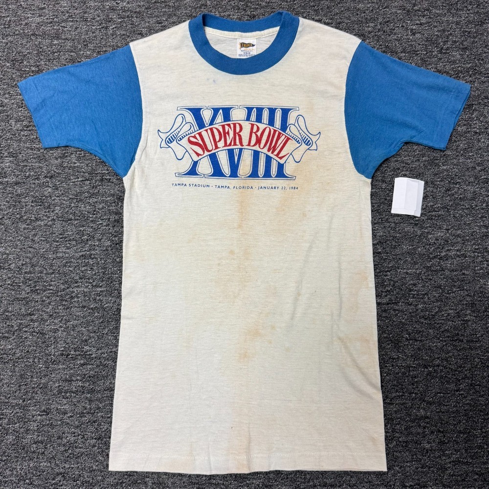 True Vintage 80s Trench Single Stitch Super Bowl NFL XVIII 1984 USA T-Shirt Sz S