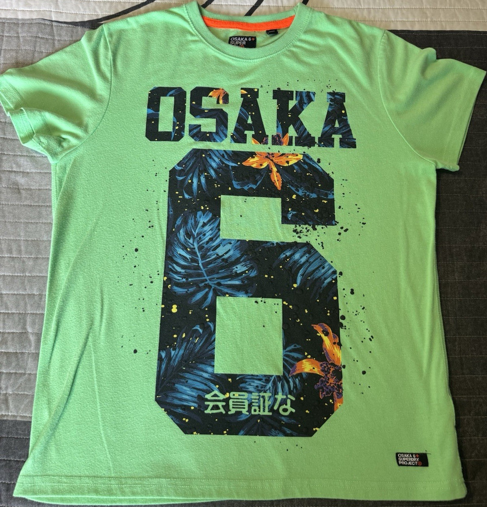 Superdry Osaka 6 Men's 2XL Green Cotton Crew Neck Graphic Print T-Shirt