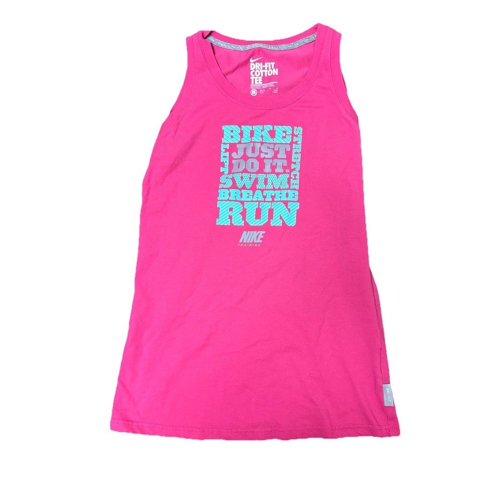Nike Dri Fit Cotton Tee Women Hot Pink Top Size M