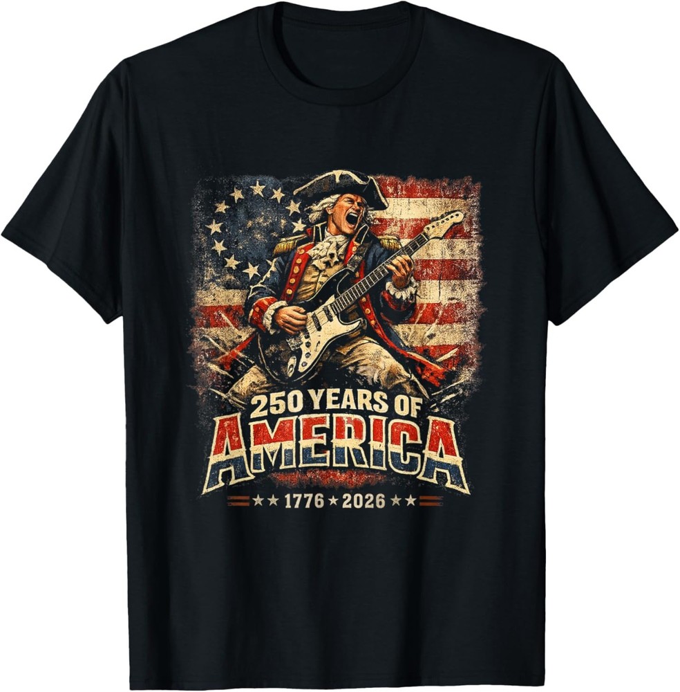 250th Anniversary George Washington Playing Guitar 4th July T-Shirt