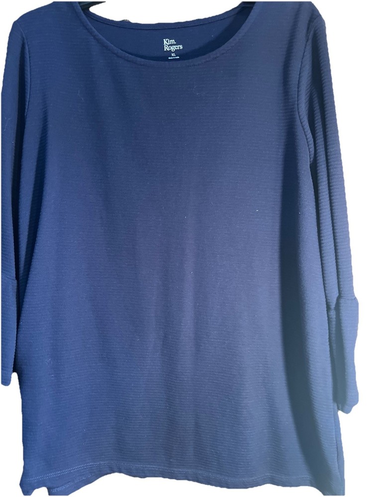 Kim Rogers Ladies Navy Blue Size XL 3/4 Bell Sleeves Pull Over