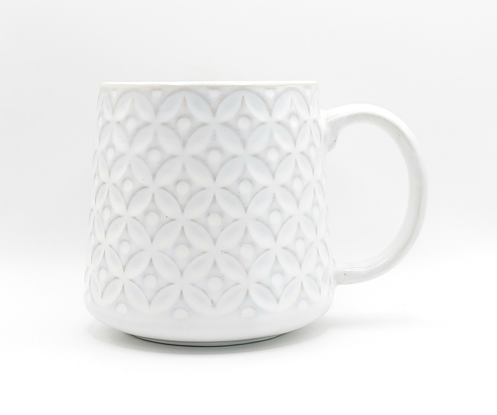 Art Deco Scallop Pattern Coffee Mug, 20 Oz Ceramic Cup by Signature Housewares