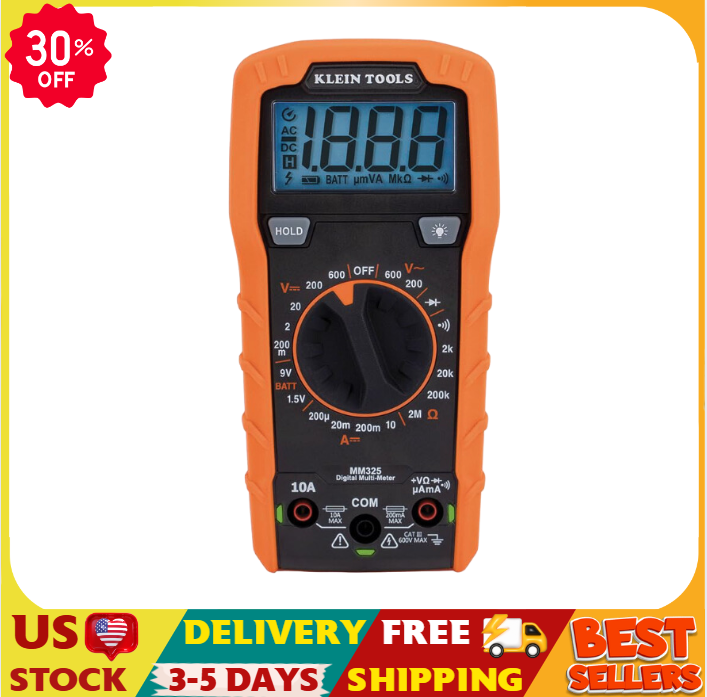 Klein Tools MM325 Multimeter: Digital 600V Voltage Tester for Batteries, Current