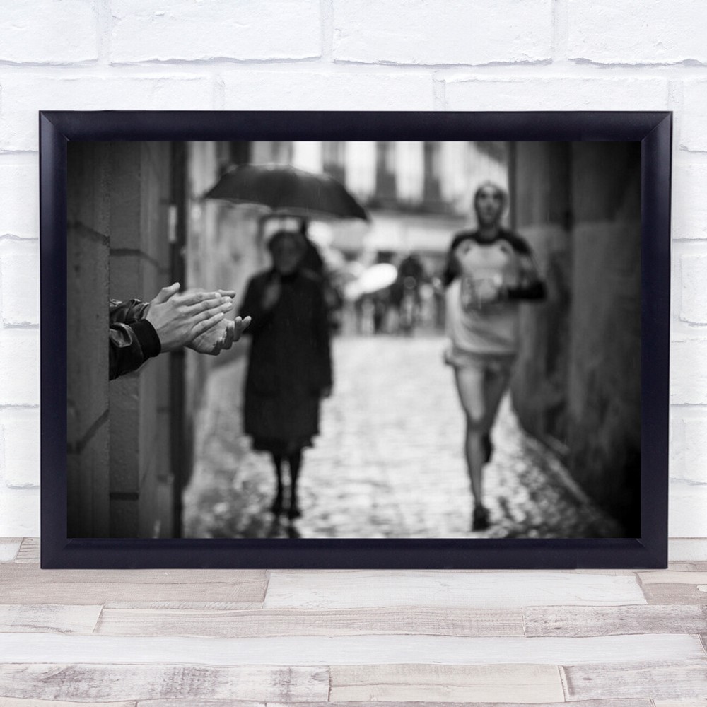 Come On Segovia Spain Hands Run Runner Street Clap Clapping Umbrella Art Print