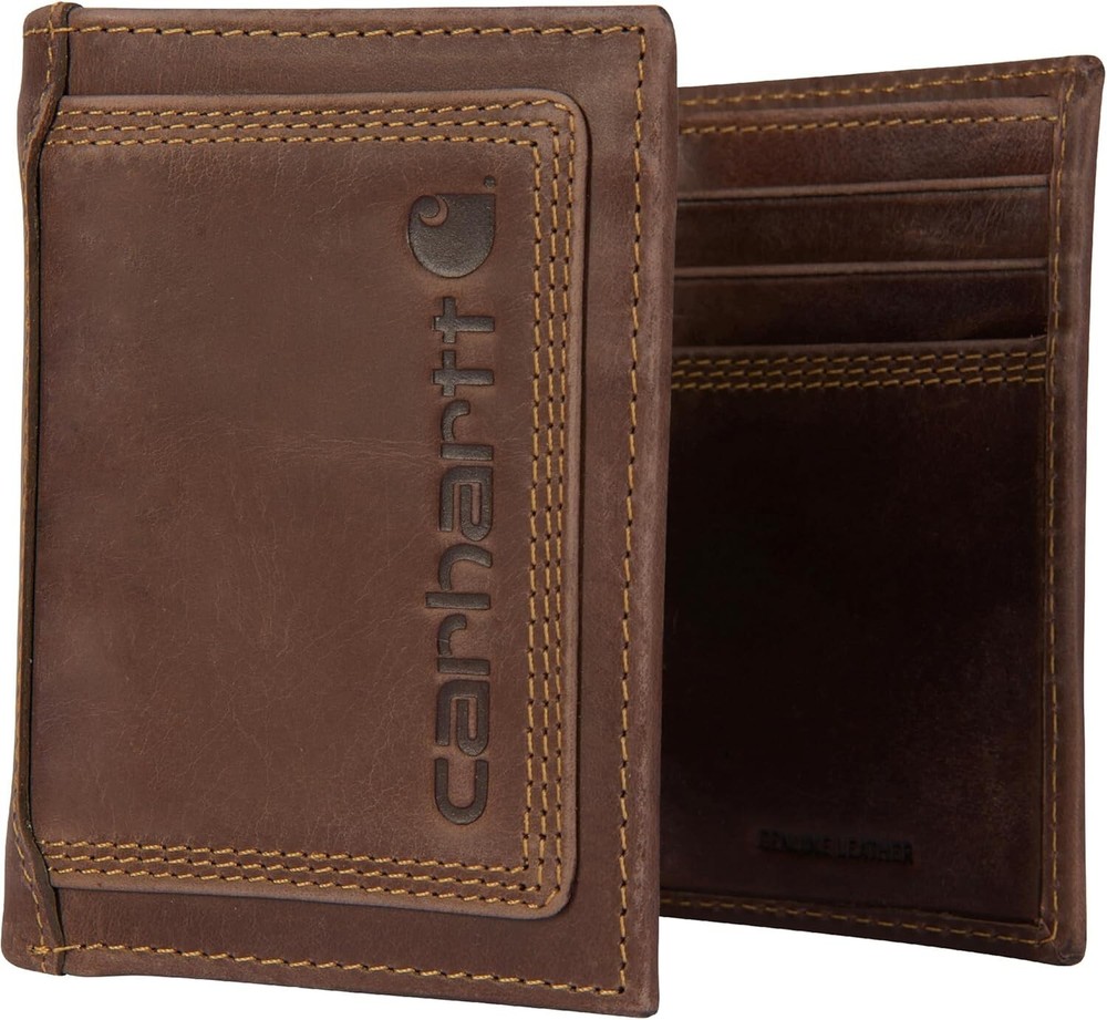 Elegant Brown Leather Trifold Mens Wallet - Slim Durable & Organized Design