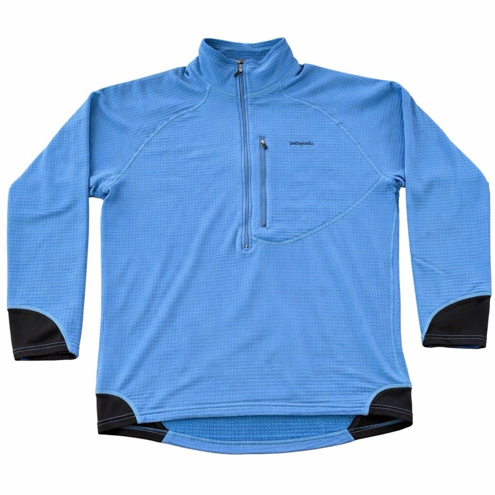 Patagonia R1 Regulator 1/2 Zip Pullover Blue Grid Fleece Men's Large USA