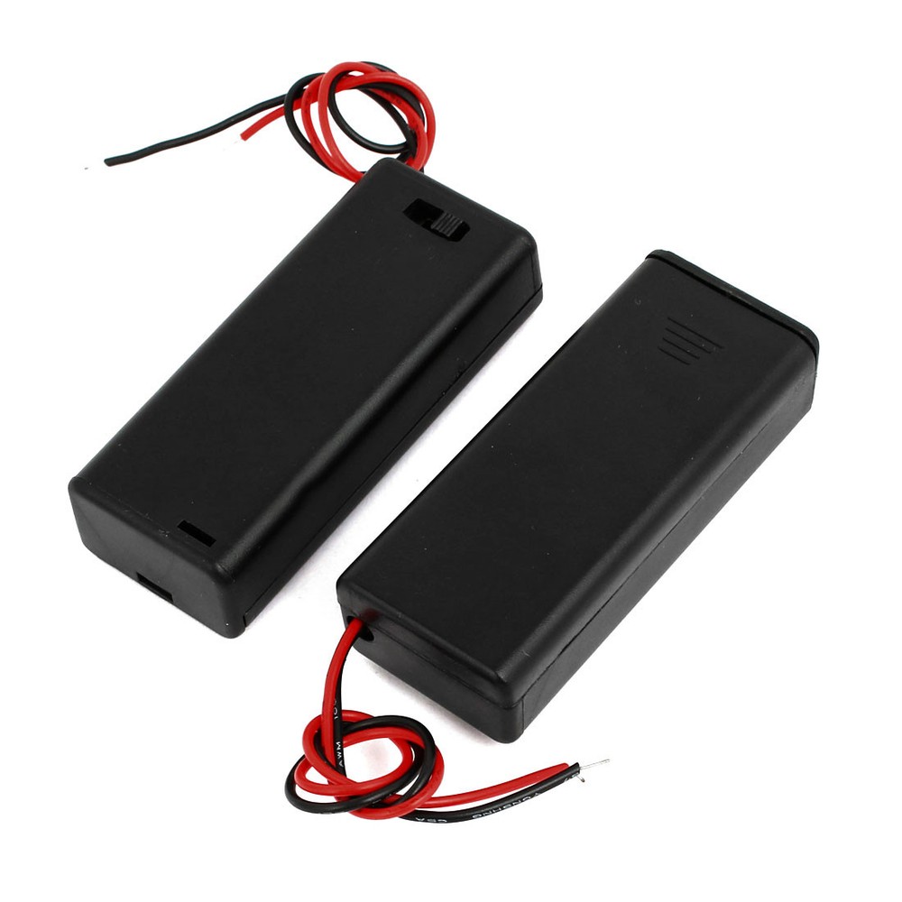 2pcs 2 x 1.5V AAA Battery Holder Enclosed Case Box On-Off Switch Black