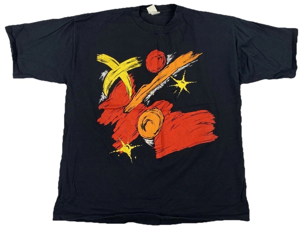 Vintage Abstract Art Graphic T-Shirt Black Single Stitch USA One Size Fits All-image