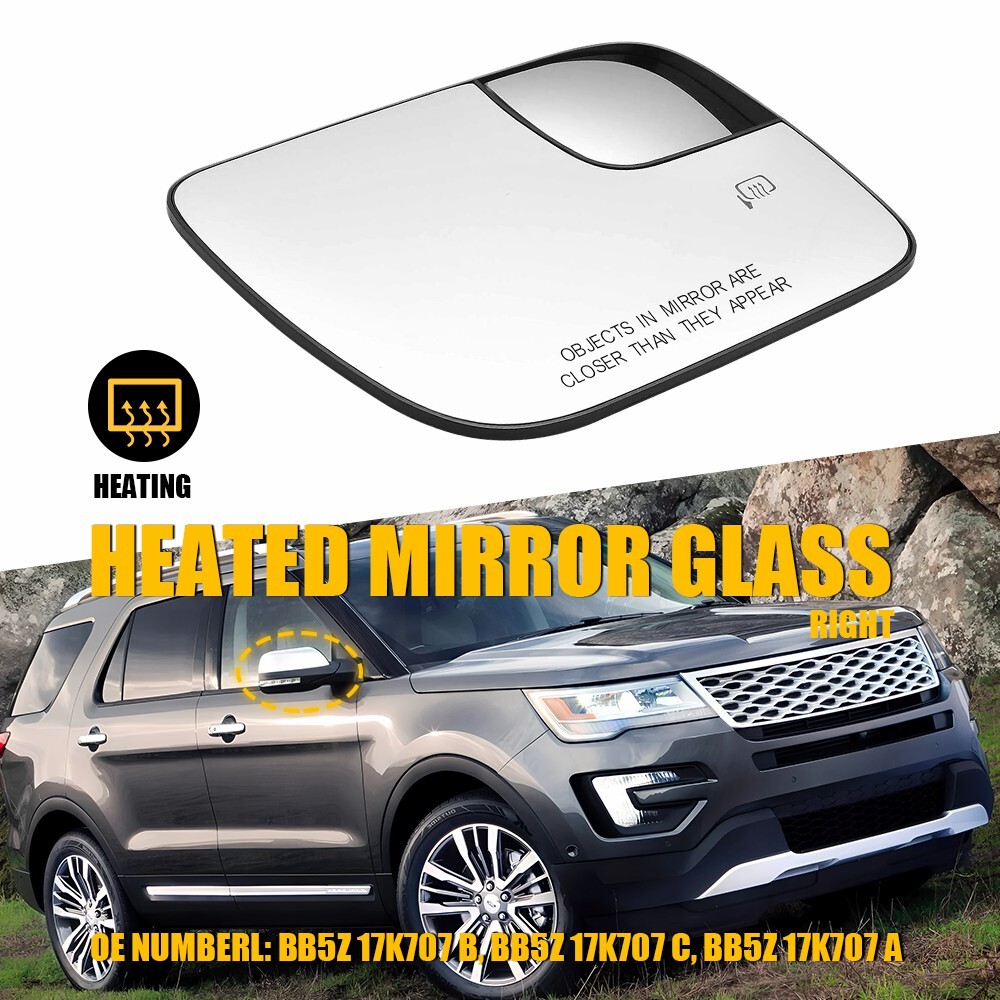 2011-2019 Ford Explorer Passenger Side Rear View Heated Mirror Glass Right