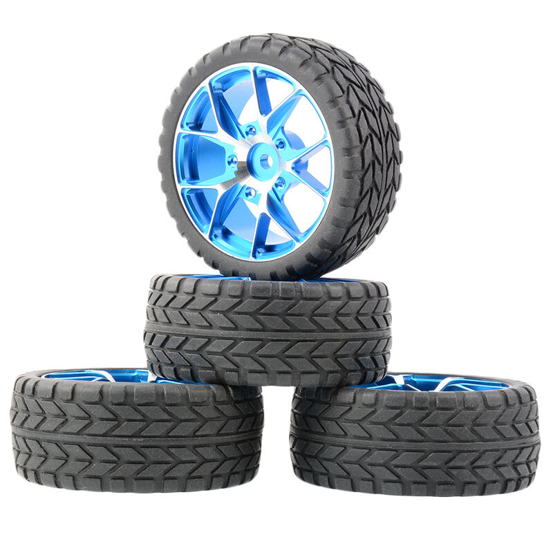 Rc Aluminium Alloy Wheels & Tires Set for Tamiya tt01 tt02 tt01e Hpi Rs4 Sprint