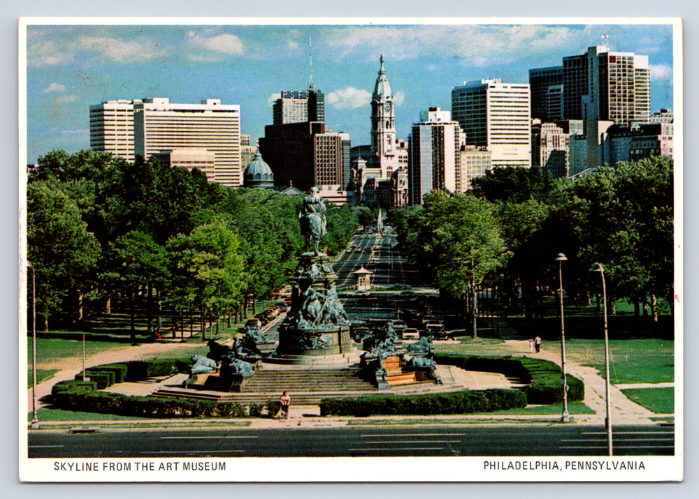 Vintage Postcard Skyline From Art Museum Philadelphia Pennsylvania