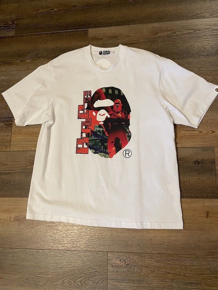 BAPE Relaxed Fit Mens Medium White Graphic Tee Designer Shirt