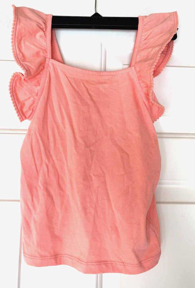 Janie and Jack Shirt Ruffle Sleeve Shirt Peach Size Girls 5 NEW