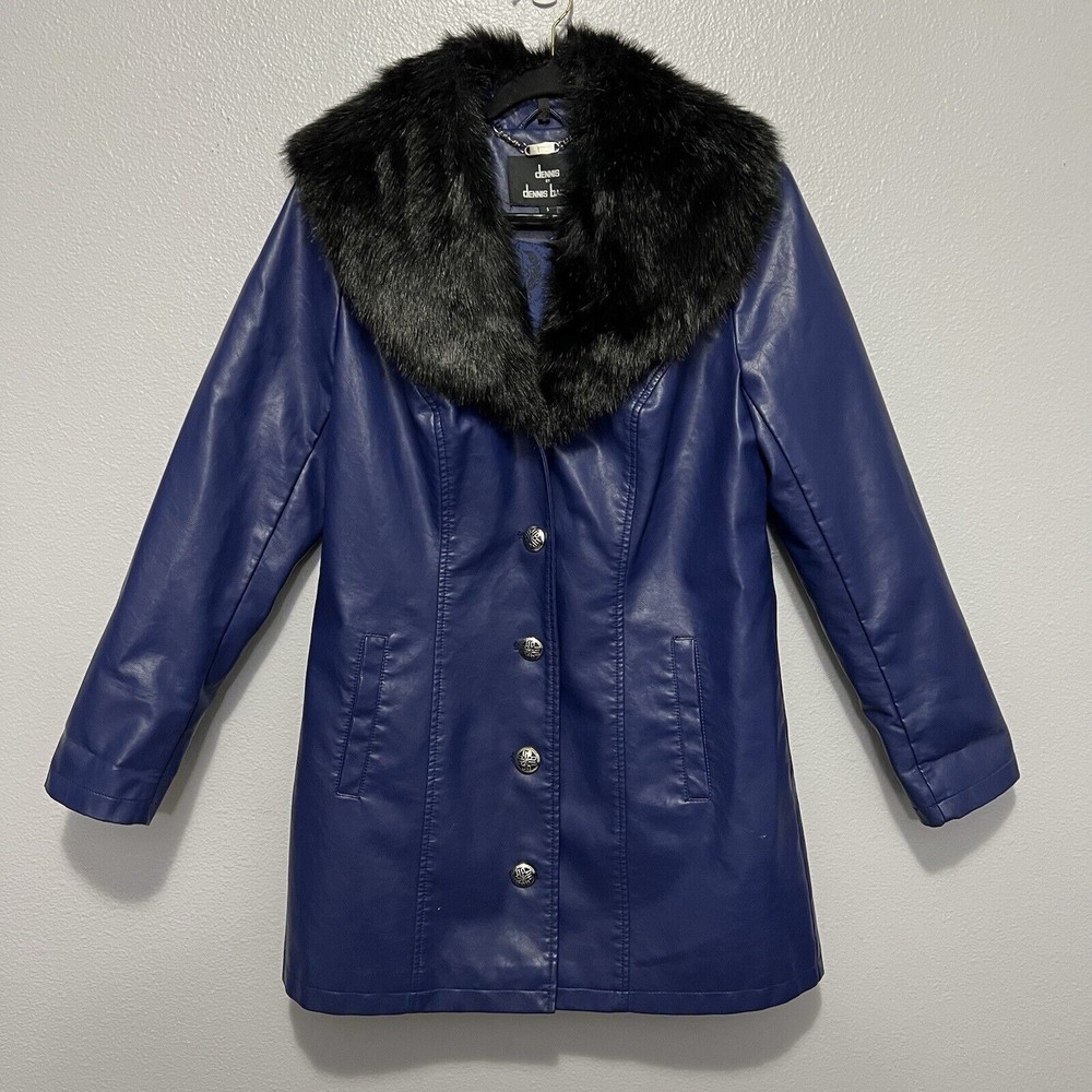 Dennis Basso Long Faux Fur and Leather Coat Y2K Retro Glam Style