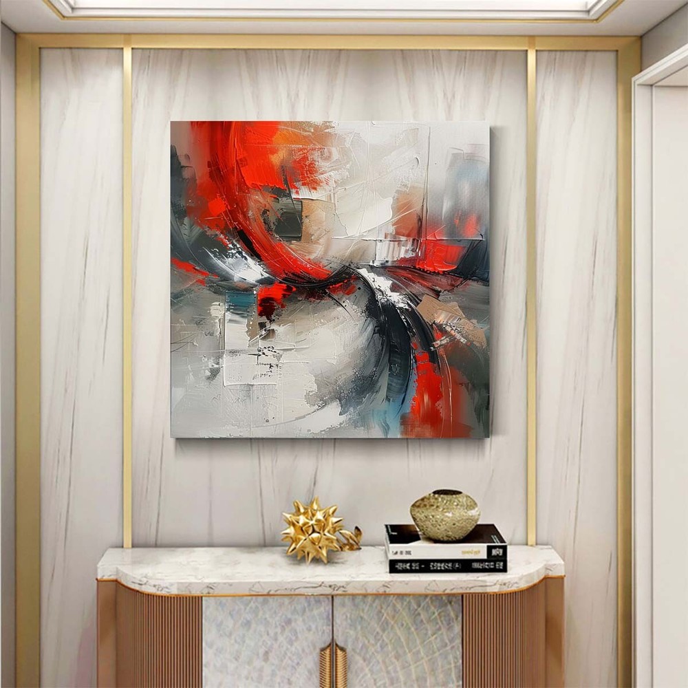 Abstract Rec Gray Oil Painting Thick Textured Hand Painted On Canvas Wall Art