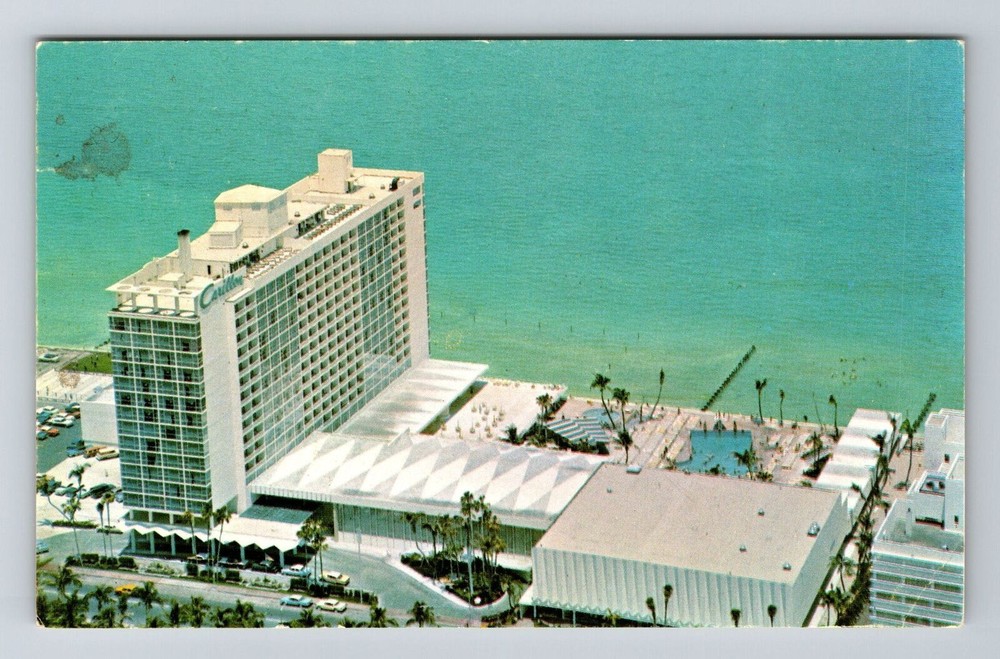 Miami Beach FL-Florida, The Carillon, Aerial View, Vintage Postcard