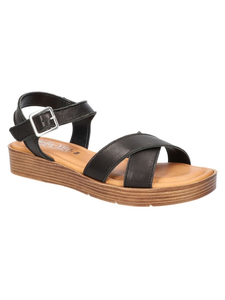 BELLA VITA Womens Black Car-italy Open Toe Wedge Leather Sandals Shoes 8.5 M