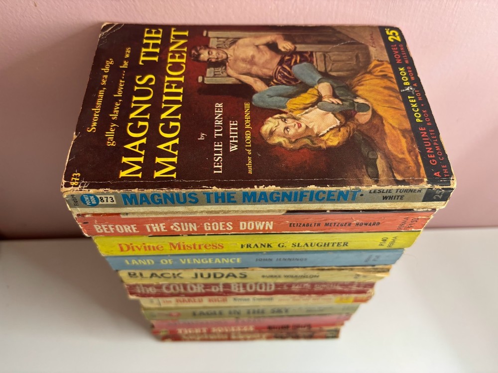 lot of 12 vintage paperbacks: historical romance, midcentury pulp, sleaze
