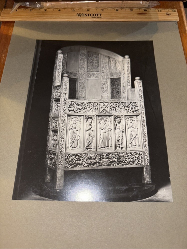Antique Chair of Maximianus Ravenna Cathedral Mounted Byzantine Sculpture Photo