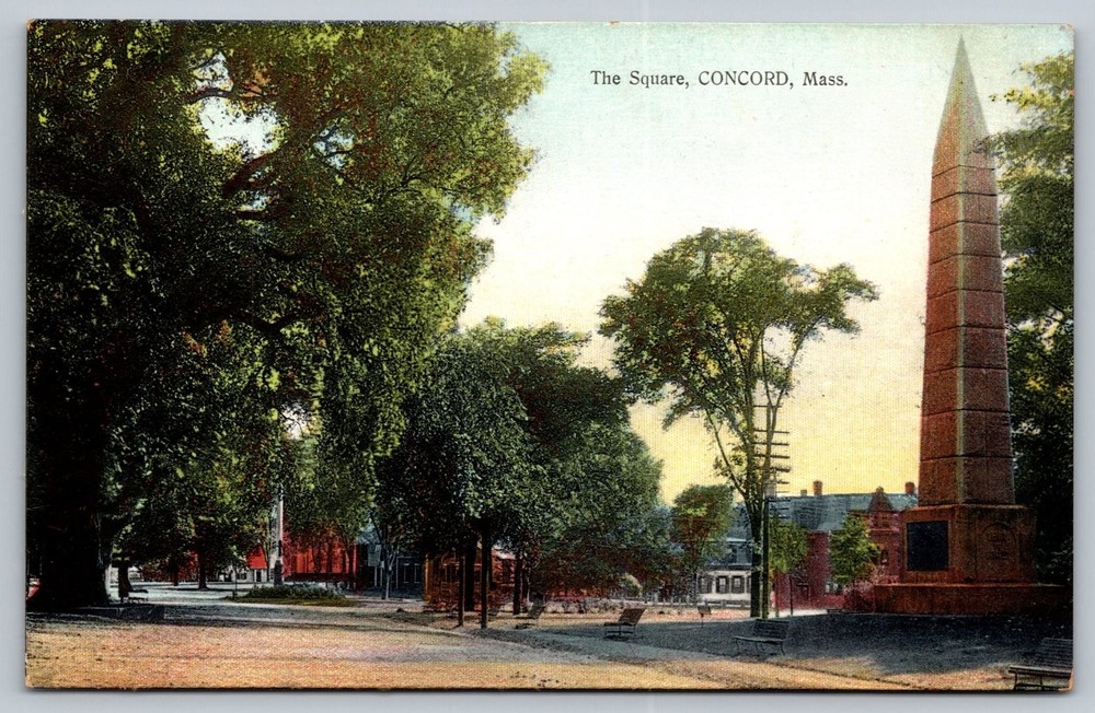 The Square Concord Massachusetts Vintage Postcard Printed in Germany