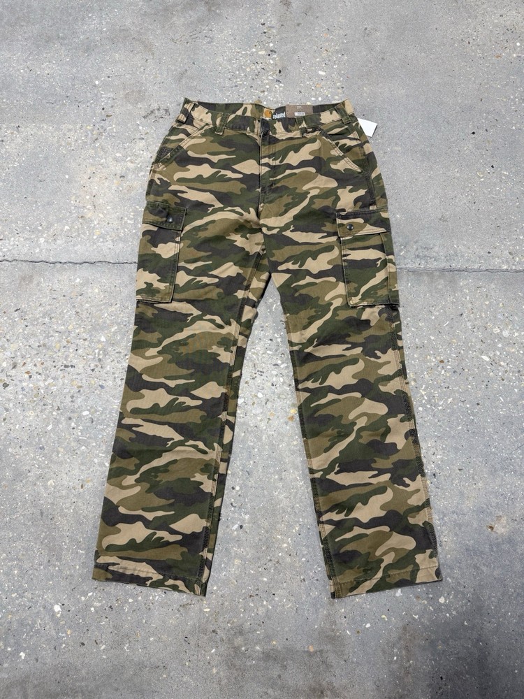 Carhartt Men's Camouflage Cargo Pants Relaxed Fit Button Zip 36x34 Workwear Camo
