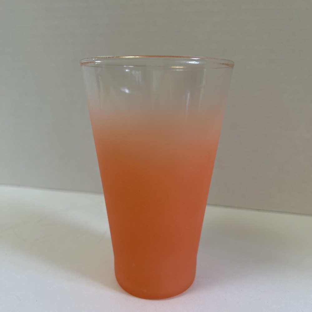 West Virginia BLENDO Frosted Orange Tumbler Glass Gold Rim Replacement MCM