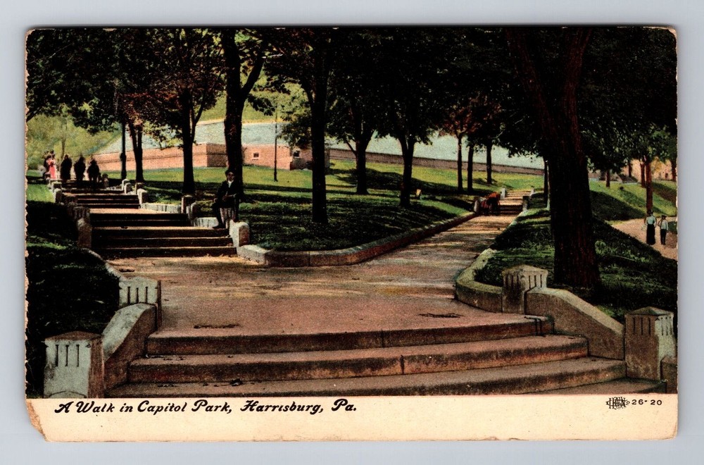 Harrisburg PA-Pennsylvania, Walk In Capitol Park, Antique, Vintage Postcard