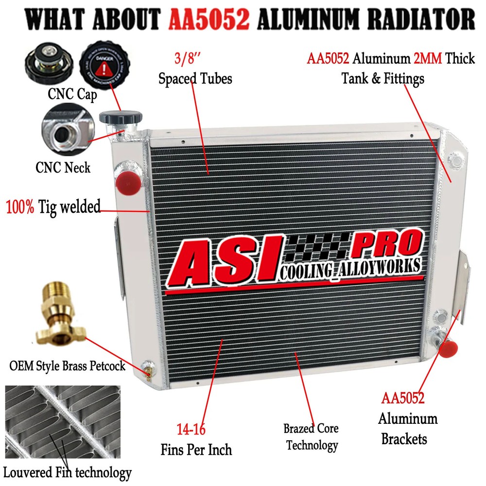 Aluminum 4 Rows Core Radiator Fit Hyster Yale Fitklift H45-65XM Aftermarket NEW.