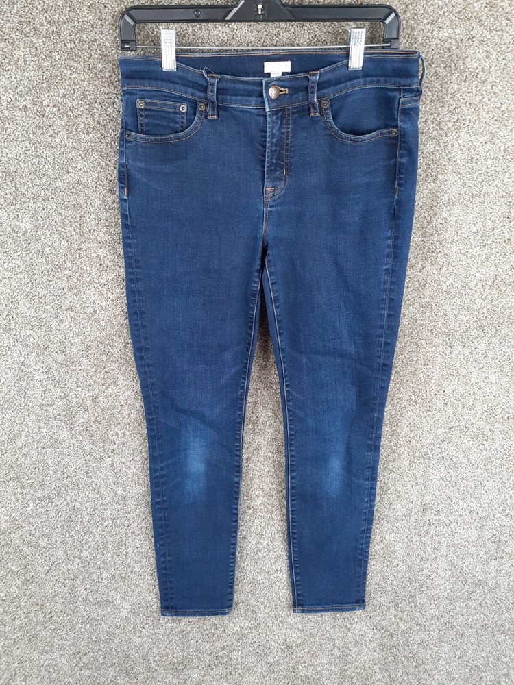 J Crew Mid Rise Skinny Jeans Womens 28/28 Blue Denim Stretch Pockets Casual