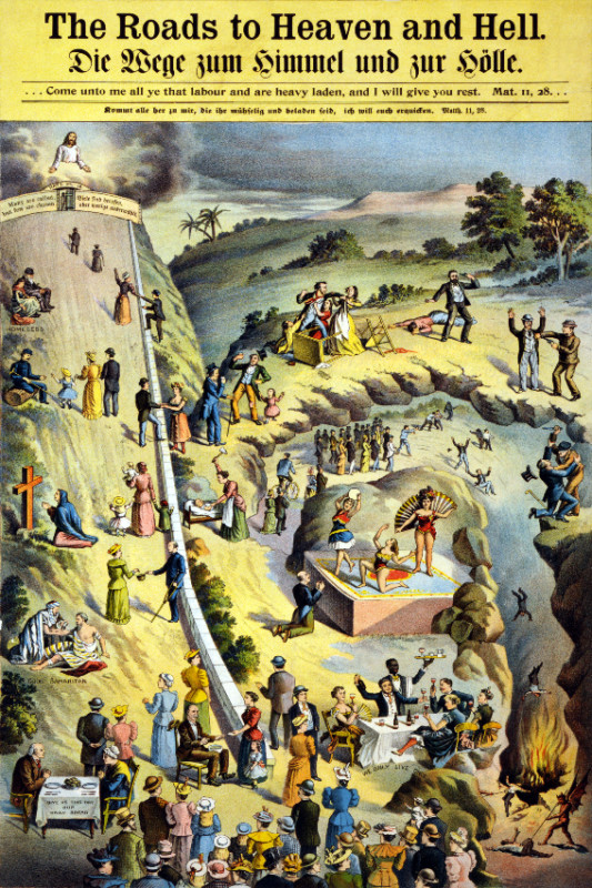 Vintage Christian POSTER.Heaven Hell.Room art Decor.Interior design.533