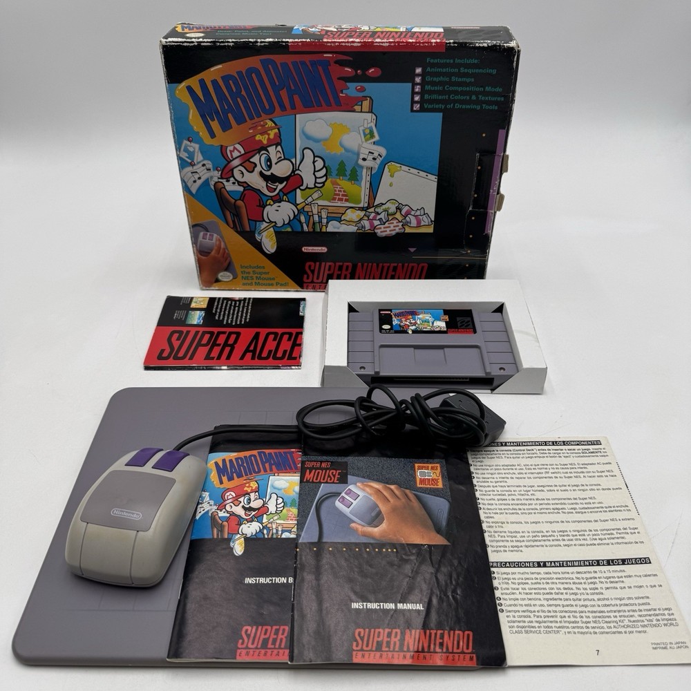 Original Vintage Mario Paint Super Nintendo SNES Game Entertainment System 1992